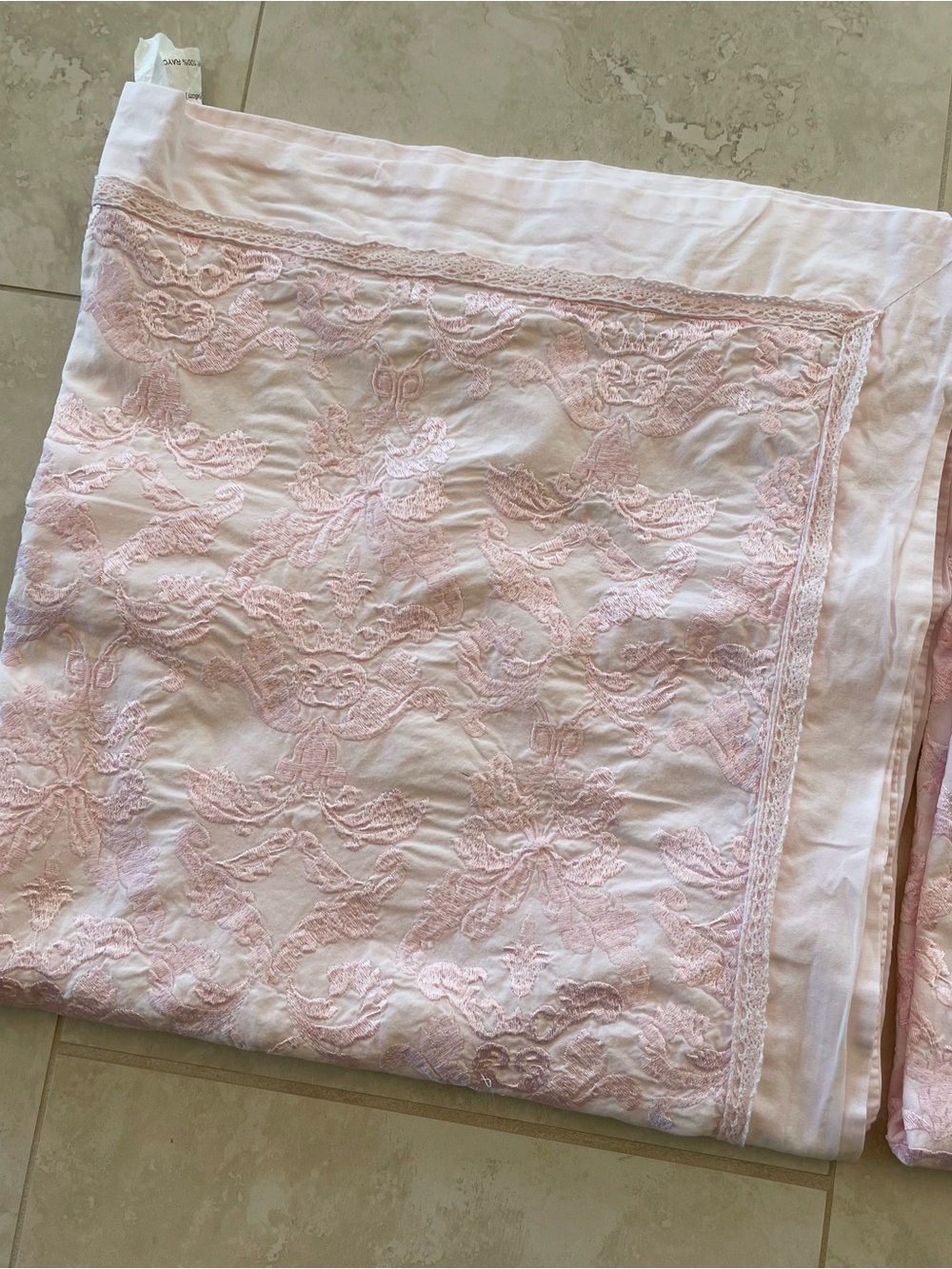 2 Simply Shabby Chic Pale Pink Embroidered Decorative Pillow Sham - Picture 11 of 14